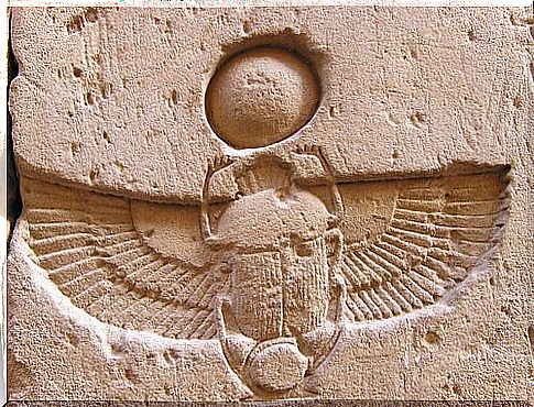 Representation on the wall of a scarab